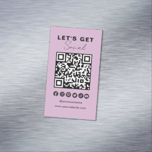 Modern QR Code Social Media Connect With Us Magnetic Business Card