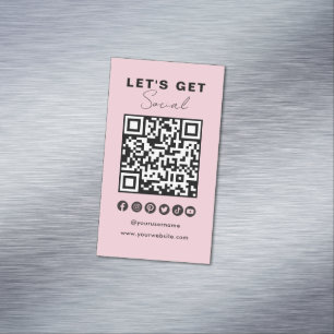 Modern QR Code Social Media Connect With Us Magnetic Business Card