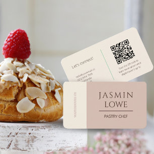 Modern QR Code Social Media Let's Connect Beige Business Card