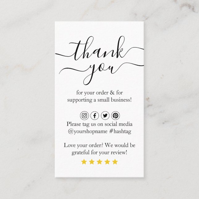 Modern QR Code Thank You For Order Insert Cards (Front)