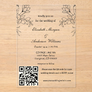 Modern QR Code Wedding  Acrylic Invitations