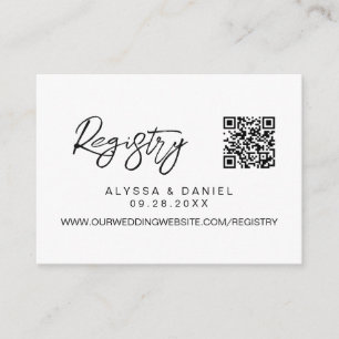 Modern QR code wedding registry Simple custom Enclosure Card