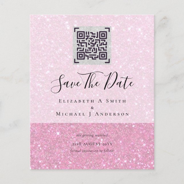 Modern QR Scanning Code Wedding Save Date Invites Flyer (Front)