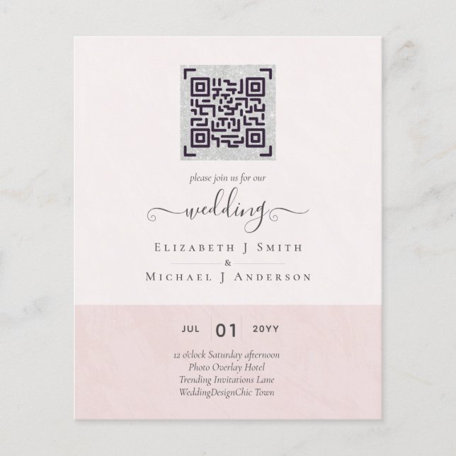 Modern QR Scanning Code Wedding Save Date Invites Flyer (Front)