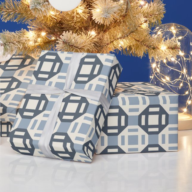 Modern Quilt-Inspired Geometric Pattern Wrapping Paper (Holidays)
