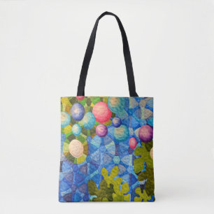modern quilt pattern tote bag