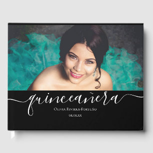 Modern Quinceañera Custom Photo Quince Años Party Guest Book