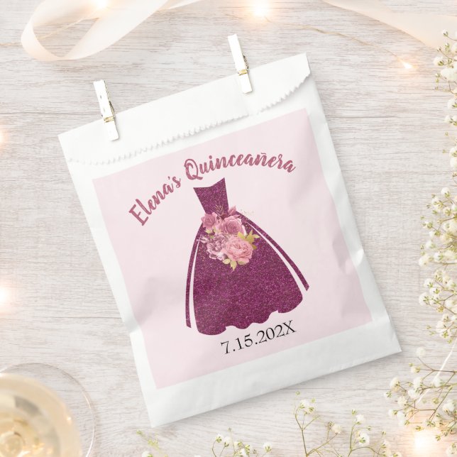 Modern Quinceañera Glitter Gown   Favour Bag (Clipped)