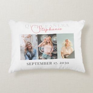 Modern Quincenara 3 Photo Collage  Accent Pillow