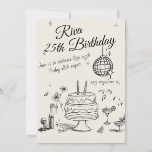 Modern Quirky Hand Drawn Party Invitation