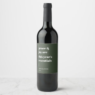 modern quote peace and joy holiday wine label