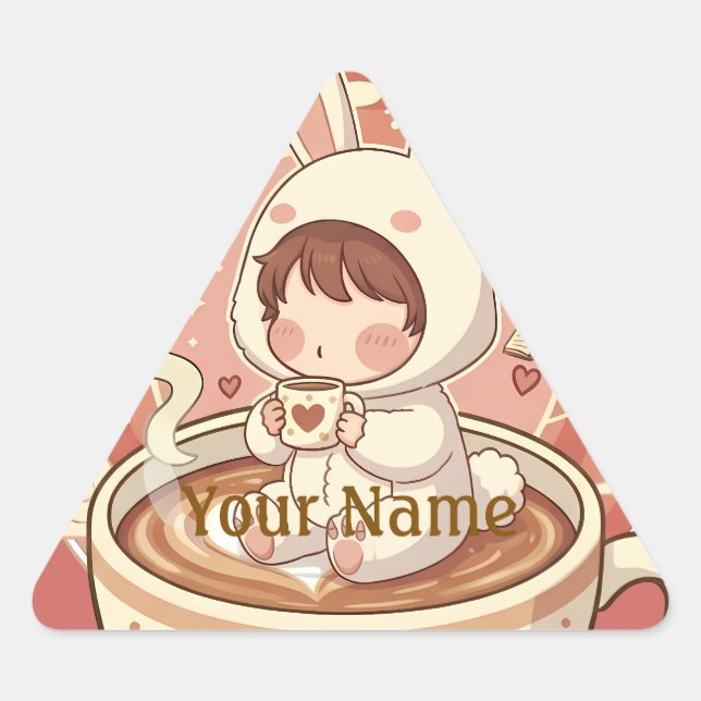 Modern Rabbit Coffee Triangle Tech Decal Sticker (Front)