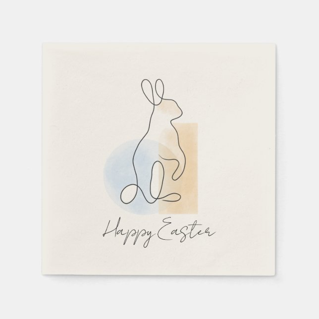 Modern rabbit line drawing Easter napkins (Front)