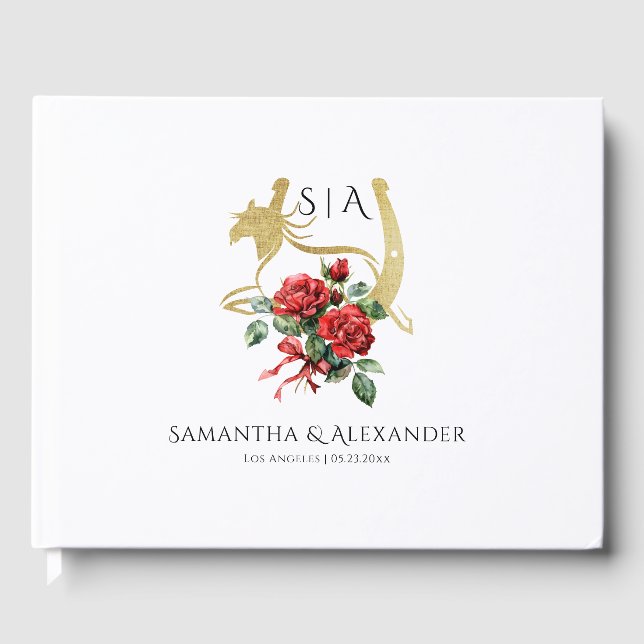 Modern Race Horse Derby & Drinks Party Equestrian Guest Book (Front)