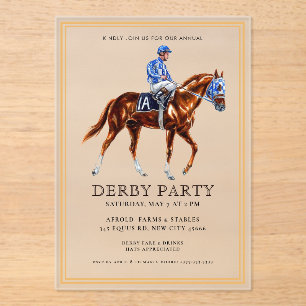 Modern Race Horse Derby Party Equestrian Acrylic Invitations