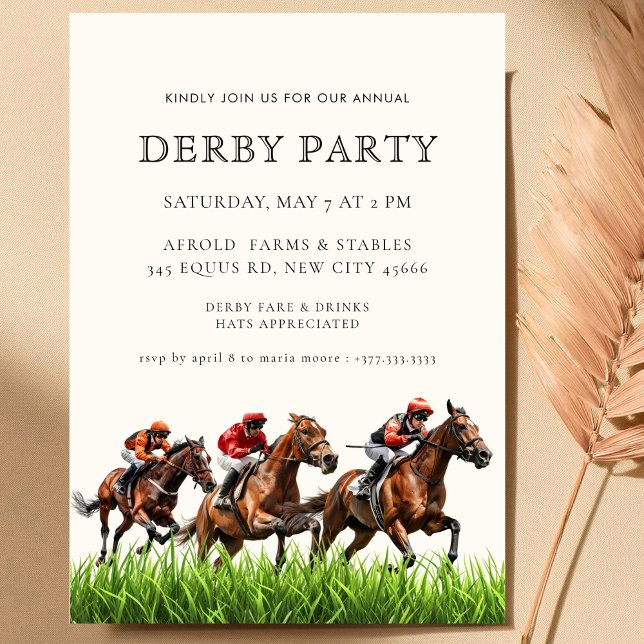 Modern Race Horse Derby Party Equestrian  Invitati Invitation (Creator Uploaded)