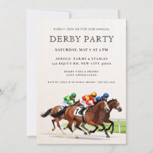 Modern Race Horse Derby Party Equestrian  Invitati Invitation