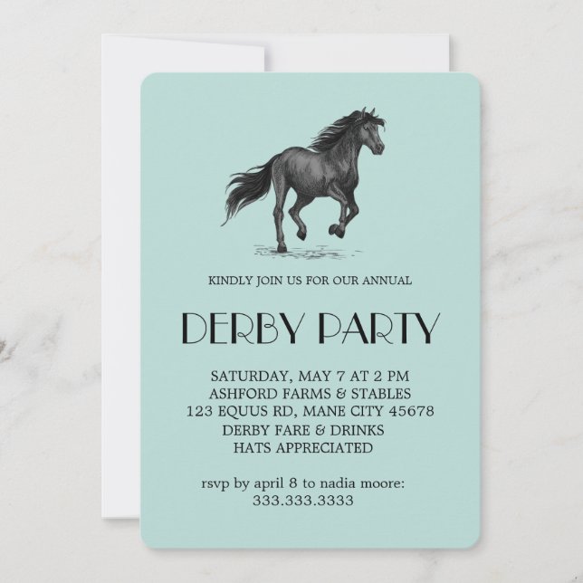 Modern Race Horse Derby Party Equestrian  Invitati Invitation (Front)