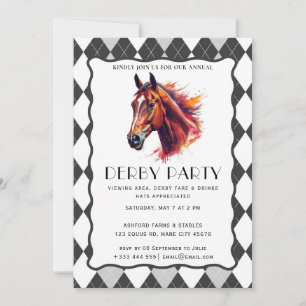 Modern Race Horse Derby Party Equestrian Invitatio Invitation
