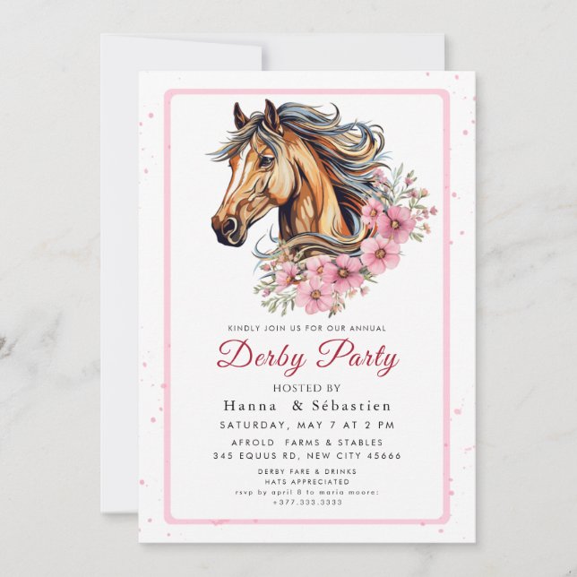 Modern Race Horse Derby Party Equestrian  Invitation (Front)