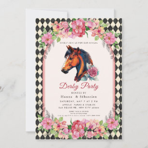 Modern Race Horse Derby Party Equestrian  Invitation