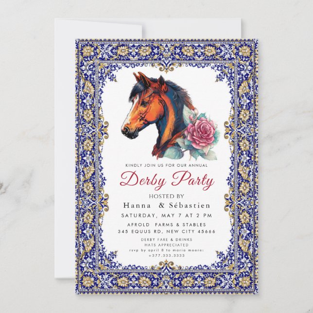 Modern Race Horse Derby Party Equestrian  Invitation (Front)