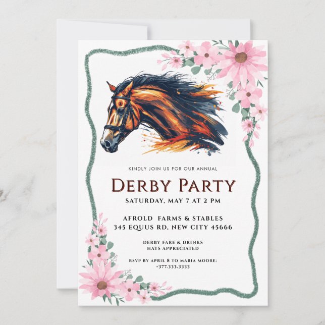 Modern Race Horse Derby Party Invitation (Front)