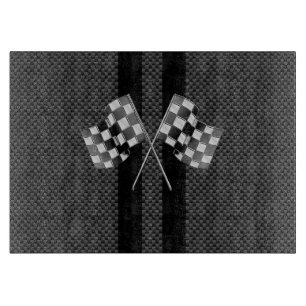 Modern Racing Flags Stripes in Carbon Fibre Style Cutting Board