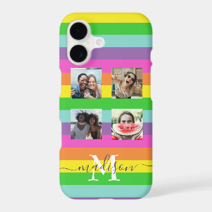 Modern Rainbow 4 Photo Script Name Monogram