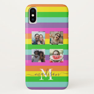 Modern Rainbow 4 Photo Script Name Monogram Case-Mate iPhone Case