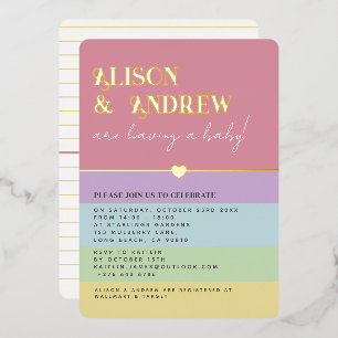 Modern Rainbow and Gold Couple's Baby Shower