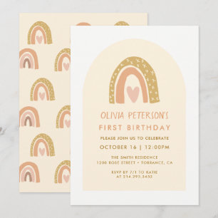 Modern Rainbow Arch First Birthday Invitation