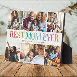 Modern Rainbow Best Mom Ever Photo Collage Plaque<br><div class="desc">Best Mom Ever! A thoughtful,  modern Birthday,  Mother's Day or Holiday gift: A trendy Instagram photo collage plaque with your custom message and/or names. Trendy pastel rainbow typography on a soft ivory backdrop makes for a cheerful,  stylish keepsake!</div>