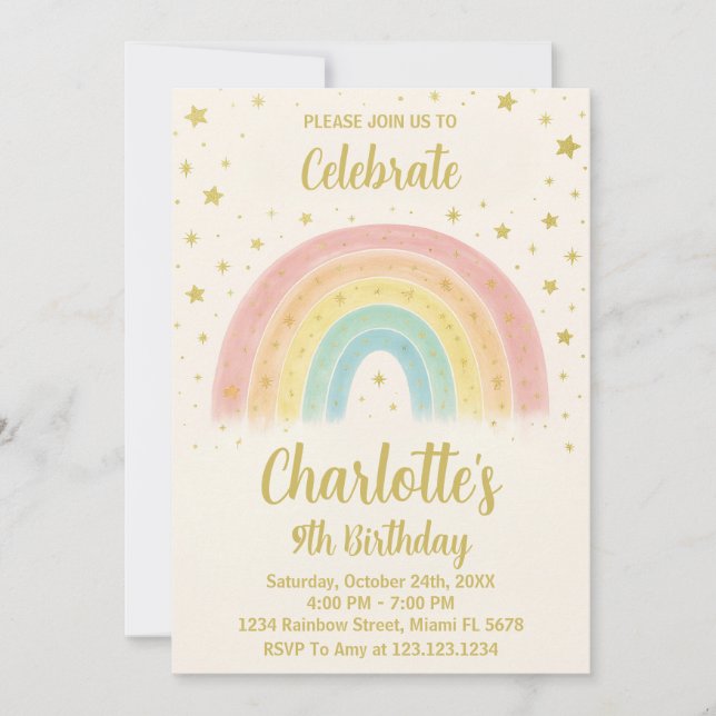 Modern Rainbow Birthday Invitation (Front)