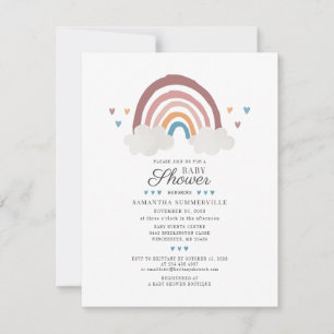 Modern Rainbow Boho Script Chic Baby Shower Invitation
