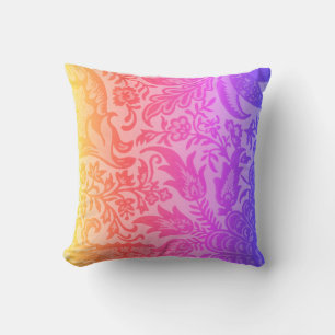 Modern Rainbow Botanical Throw Pillow