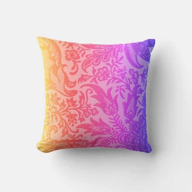 Modern Rainbow Botanical Throw Pillow (Front)