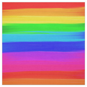 Modern rainbow brushstrokes paint striped pattern fabric