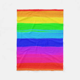 Modern rainbow brushstrokes paint striped pattern fleece blanket