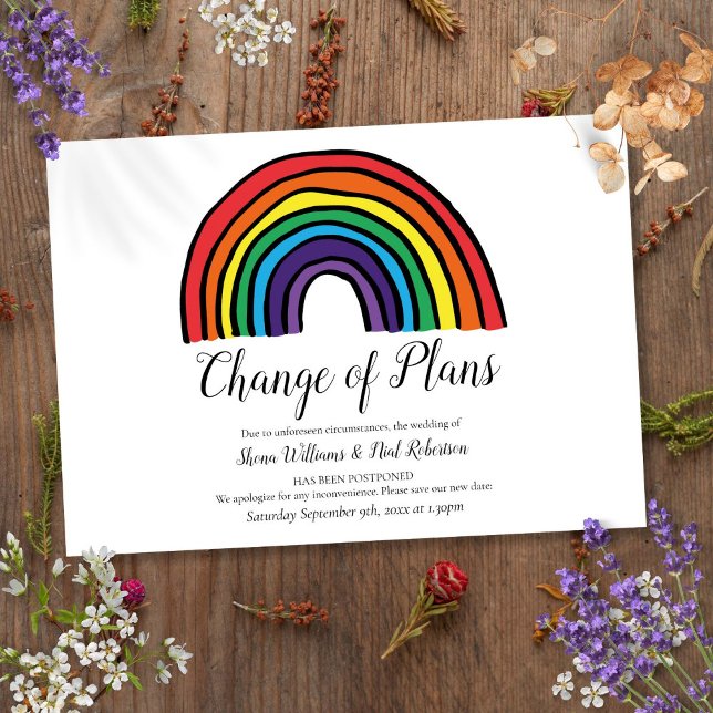 Modern Rainbow Change of Plans Postponed Event Invitation (Modern Rainbow Change of Plans Postponed Event Invitation)