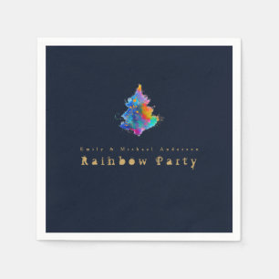 Modern Rainbow Christmas Tree Personalized Party Napkin
