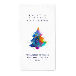 Modern Rainbow Christmas Tree Vertical Address