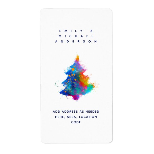 Modern Rainbow Christmas Tree Vertical Address (Front)