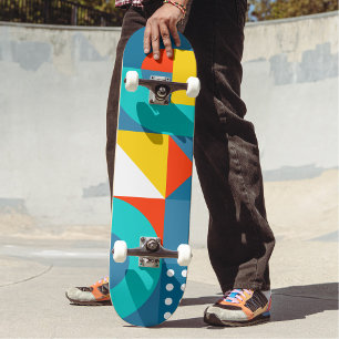 Modern Rainbow Colorful Geometric Pattern  Skateboard