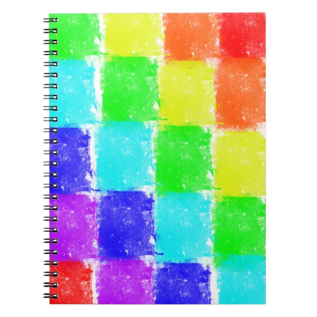 Modern Rainbow Colour Blocks Pattern Notebook (Front)
