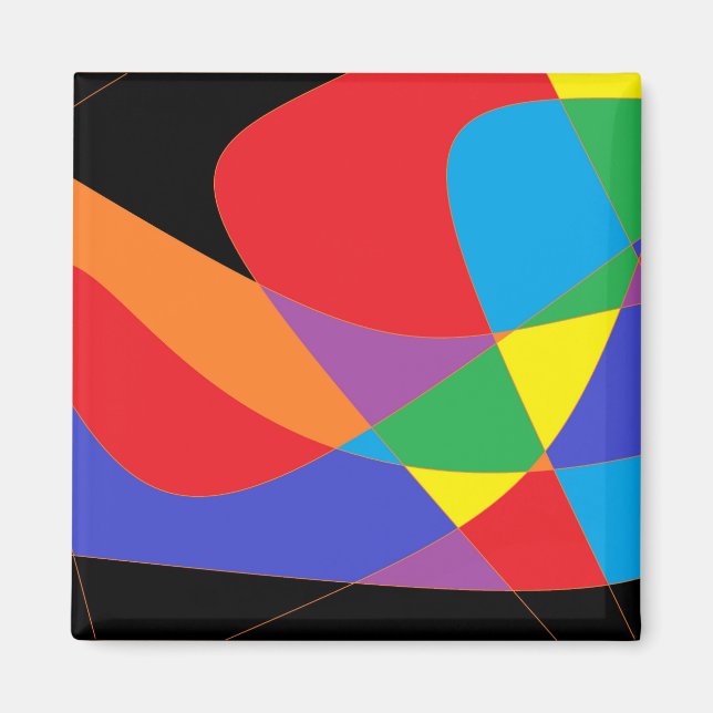 Modern Rainbow Coloured Art Magnet (Front)