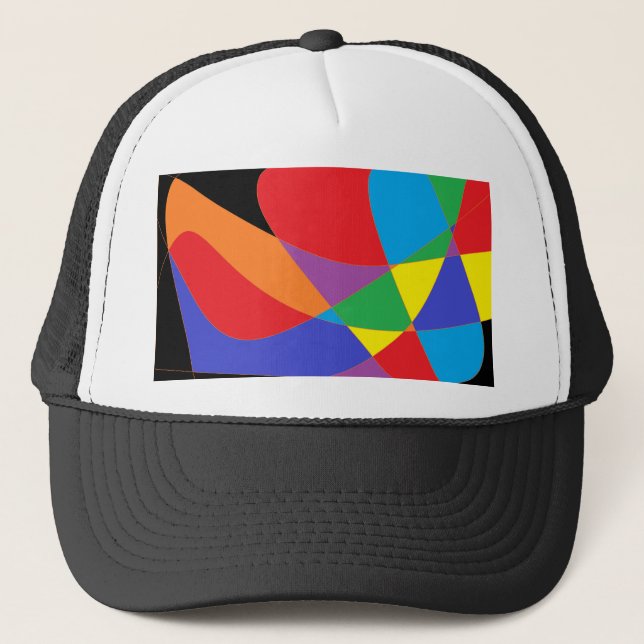 Modern Rainbow Coloured Art Trucker Hat (Front)