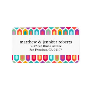 Modern Rainbow Colourful Geometric Ikat Label