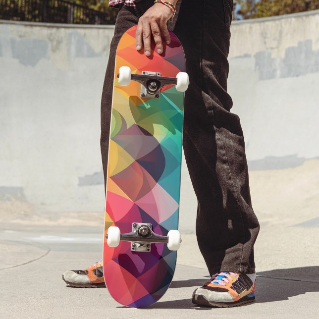 Modern Rainbow Colourful Geometric Pattern  Skateboard (Creator Uploaded)