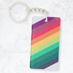 Modern Rainbow | Colourful Stripe LGBT Gay Pride Keychain<br><div class="desc">A beautiful rainbow design with bold diagonal striped colours of purple,  pink,  orange,  yellow,  green and blue,  inspired by hope and love. The perfect symbol to raise awareness for LGBT right and celebrate gay pride,  or for anyone who loves this cute muted rainbow desigin!</div>